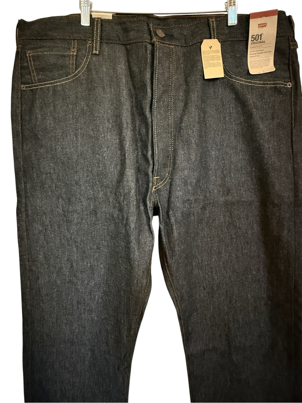 Levi’s NWT 501 Original Fit Jeans 44x34 Dark Wash Indigo Button Fly Straight Leg - Picture 2 of 12